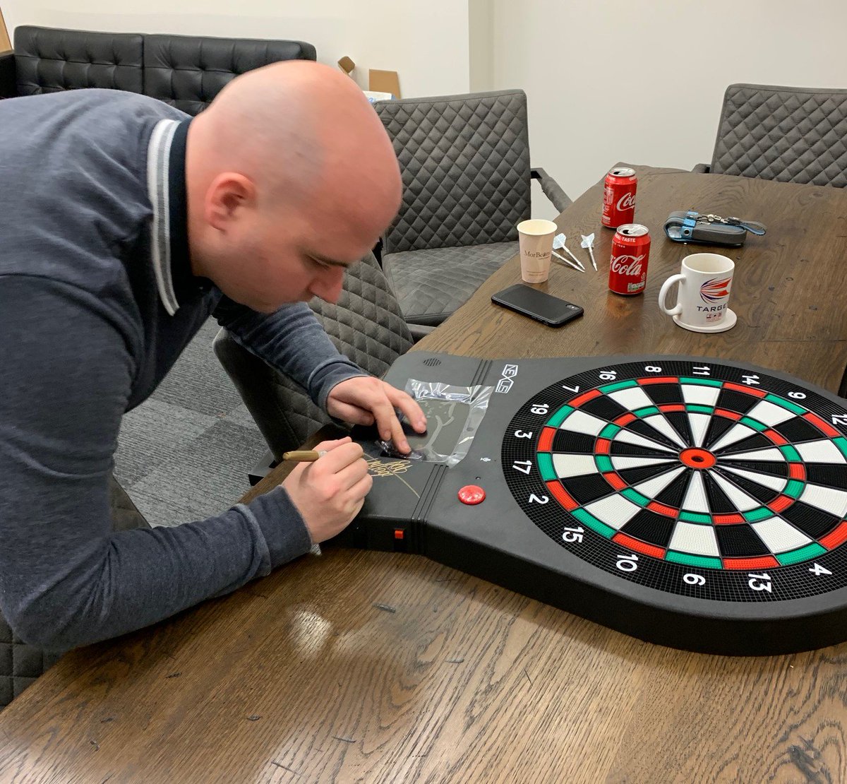 Win a signed Nexus board and set of Gen 1 soft tip darts used by Rob Cross himself on his visit today. Like and share this post to enter. **YOU MUST BE FOLLOWING THE Target Darts ACCOUNT TO WIN! Winner announced Friday, 6th December- good luck!