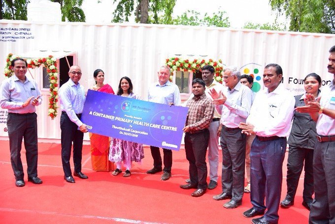 muthiah_ashwin's tweet photo. At the launch of three #primaryhealthcare facilities at Toothkudi, Tamil Nadu by #AMFoundation. I am grateful to Dr. @jeyaseelan_vp, IAS, Commissioner of Toothkudi Municipal Corporation, for his support in making this possible. https://t.co/xvs2jAMkU6