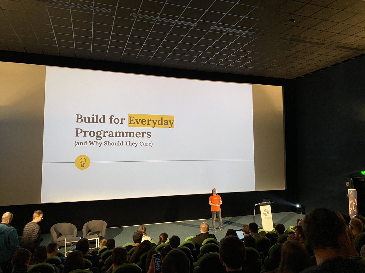 ciura_victor's tweet photo. “Build for everyday programmers and why should they care” says @MatRopert 
#IKEA style 😄 @code_dive_pl 

#codedive2019 https://t.co/tQvT47L0bN