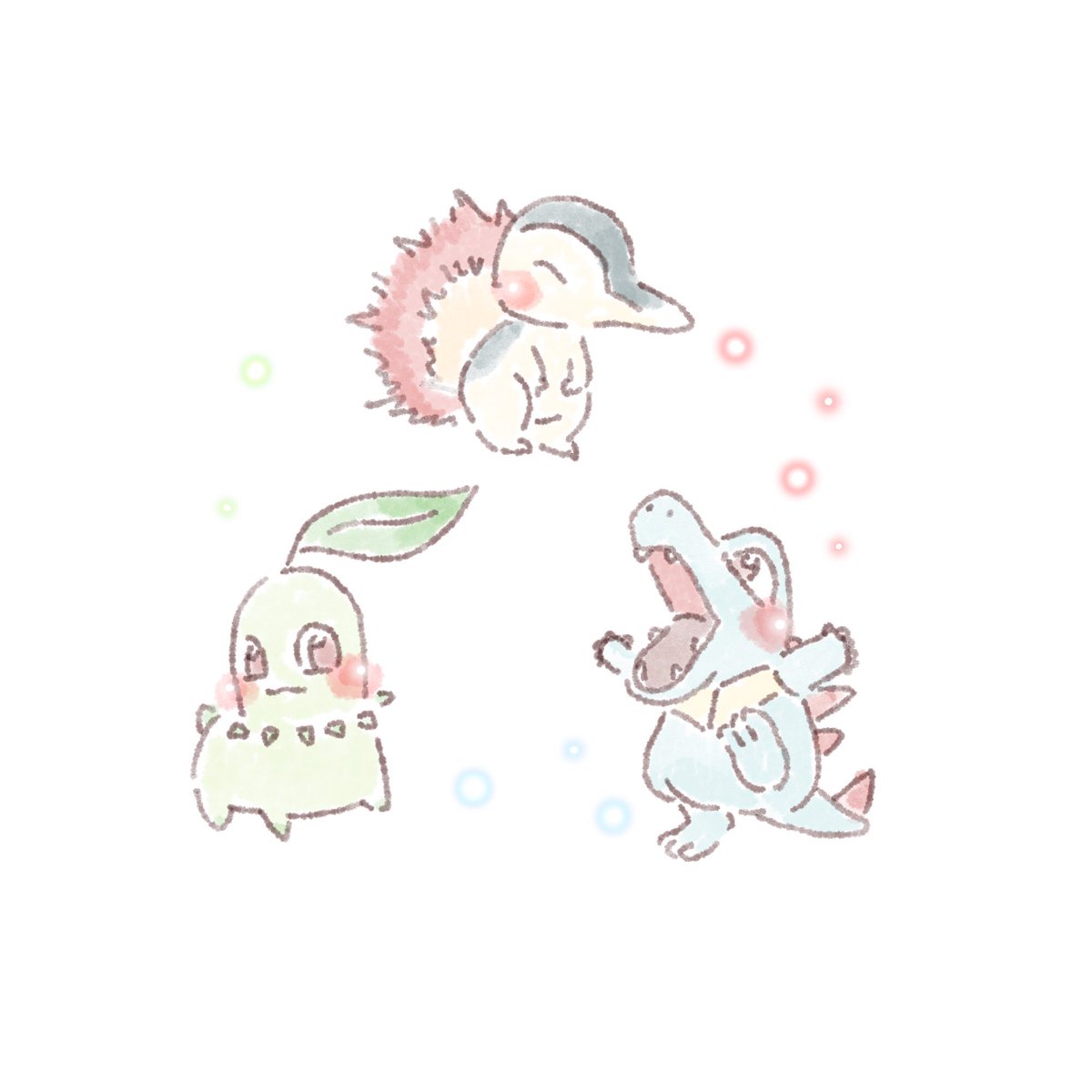 grookey ,scorbunny ,sobble starter pokemon trio pokemon (creature) no humans open mouth blue eyes white background blush  illustration images