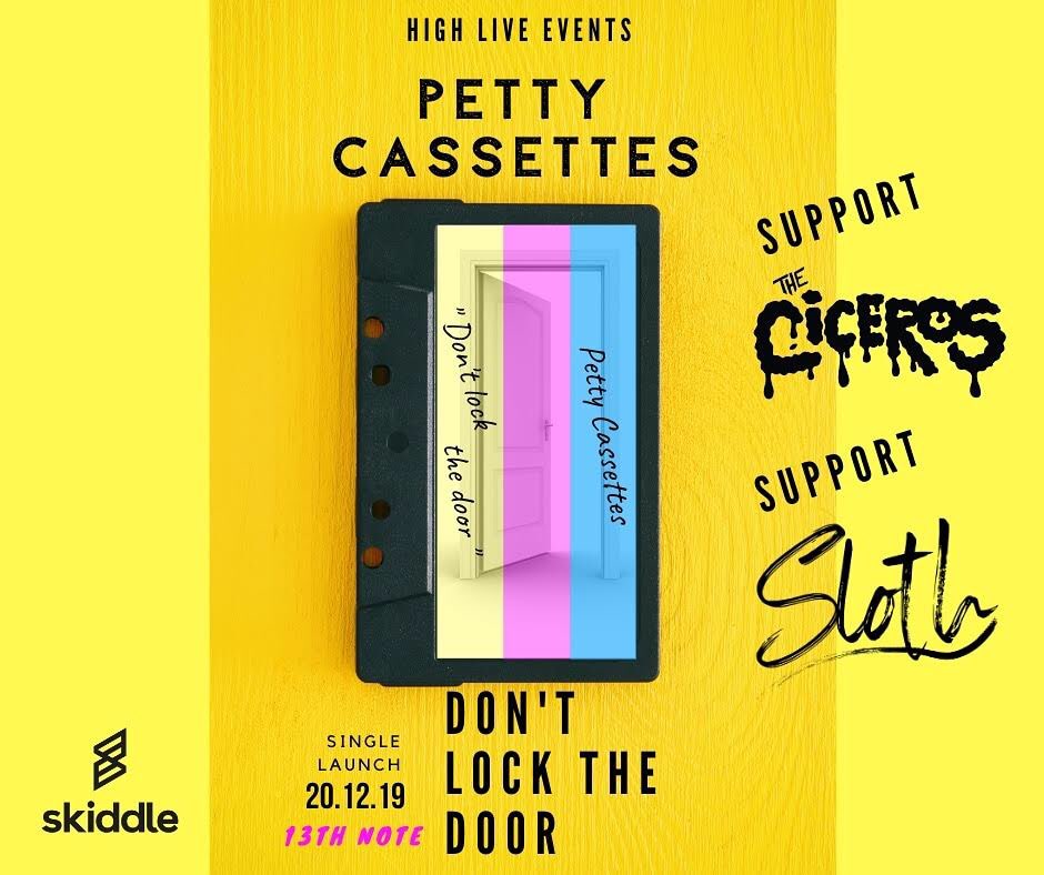 HighLiveEvents's tweet photo. Just over 4 weeks until Petty Cassettes, @TheCiceros and Sloth hit @the_13th_note! What better way than to celebrate the Christmas holidays with this!

https://t.co/66X4KlWIi2

#indie #indierock #live #gig #concert #music #Glasgow #Glasgowmusic #HighLiveEvents https://t.co/872wssreCh