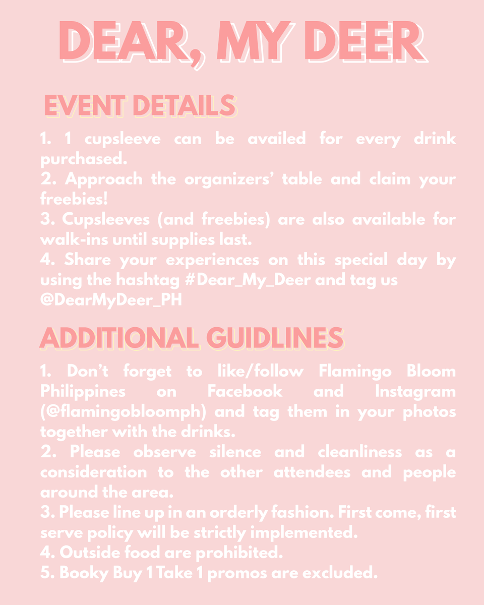 DearMyDeer_PH's tweet photo. 🦌 𝐃𝐞𝐚𝐫, 𝐌𝐲 𝐃𝐞𝐞𝐫 ― a cupsleeve event for SEVENTEEN Joshua's 25th birthday

📍 VENUE: Flamingo Bloom, 4th floor, The Block, SM North EDSA
🗓️ DATE &amp; TIME: December 30, 2019, 1:00pm-5:00pm

RSVP form: https://t.co/pmyukpNEuy 

#조슈아 #JOSHUA #세븐틴 #SEVENTEEN https://t.co/E68bb0005t