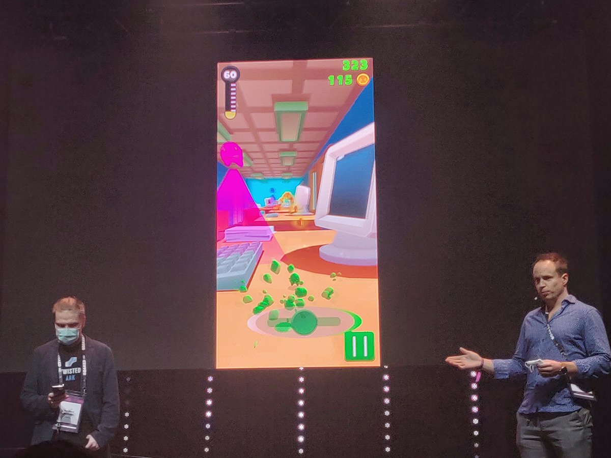 Twisted_Ark's tweet photo. Our CEO Jesse Suomela and CTO Bernhard Miettinen presenting #FluSeason on stage at Press Start -event @Kaapelitehdas , Helsinki
#TwistedArk #endlessrunner #indiedev #mobilegame #startuplife #helsinki #slush2019 #PressStart #SlushKickoff #slush19 https://t.co/KzZx3l2ORR