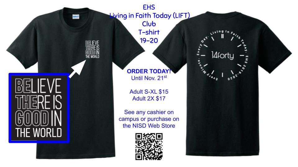 Glory4GodEHS's tweet photo. Don’t forget to order your T-shirt! Tomorrow is the last day. Have an awesome Wednesday! https://t.co/3NjJFGvfBg