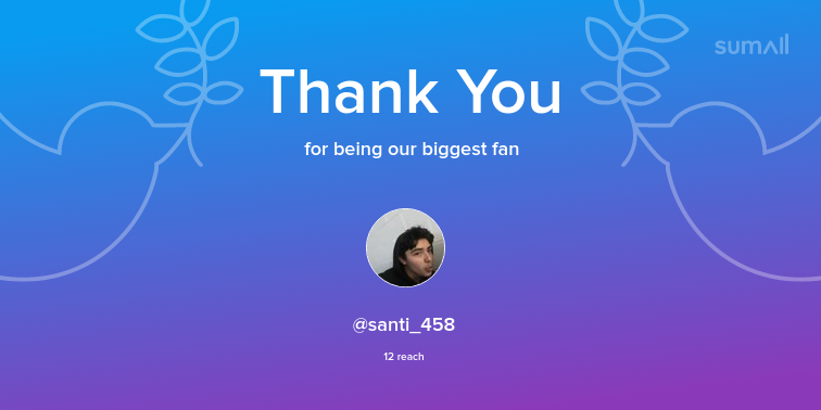 Our biggest fans this week: santi_458. Thank you! via sumall.com/thankyou?utm_s…