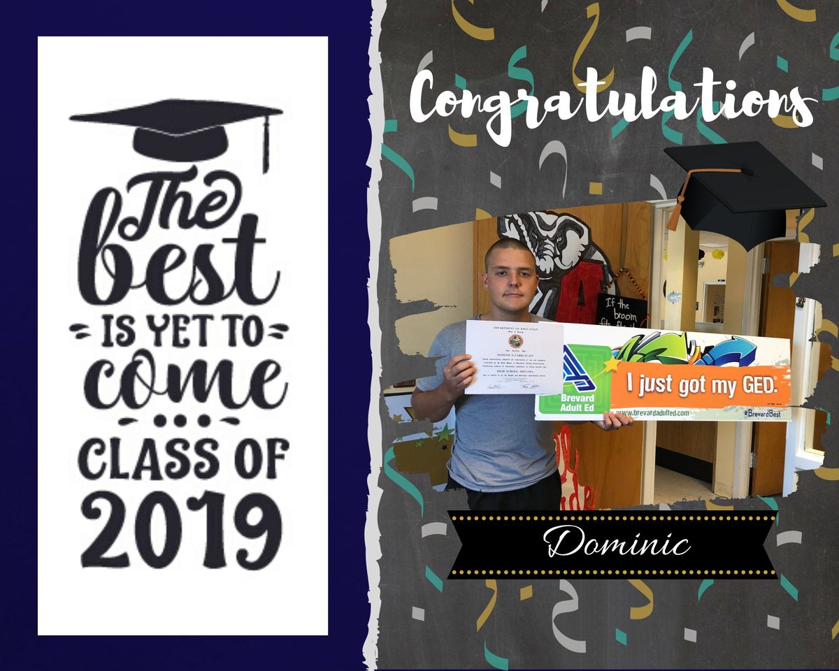 BrevardAdultEd's tweet photo. Congratulations on completing your GED Dominic! We wish you all the best on your future endeavors. See you at graduation on December 18th at our Cocoa Campus. #BrevardAdultEd #WeLaunchDreams https://t.co/7Brg2W4p20