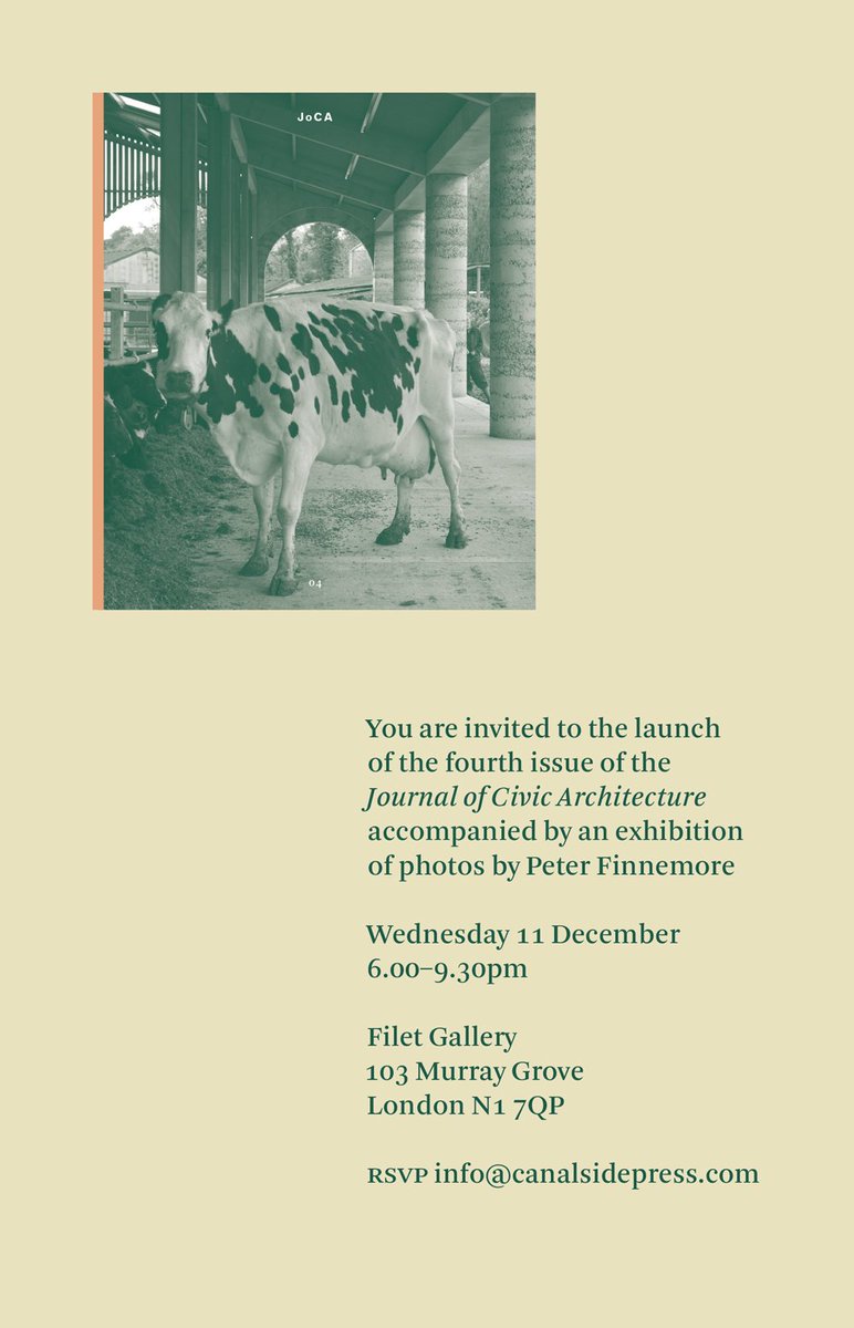 Canalside Press (@canalsidepress) on Twitter photo Join us for the Launch of Issue 4 of the Journal of Civic Architecture at Filet Gallery in Hoxton on the 11th December <a href="/CanalsidePress/">Canalside Press</a> <a href="/lyncharchitects/">Lynch Architects</a> <a href="/willjennings80/">Will Jennings </a> @DCarsonArch <a href="/SarahArvio/">Sarah Arvio</a> @patricklynchar1 @tim_waterman <a href="/paulomoreiraarq/">Paulo Moreira</a> <a href="/macintosh_kate/">Kate Macintosh</a> <a href="/EleanorGrierson/">Eleanor Grierson</a> Join us for the Launch of Issue 4 of the Journal of Civic Architecture at Filet Gallery in Hoxton on the 11th December <a href="/CanalsidePress/">Canalside Press</a> <a href="/lyncharchitects/">Lynch Architects</a> <a href="/willjennings80/">Will Jennings </a> @DCarsonArch <a href="/SarahArvio/">Sarah Arvio</a> @patricklynchar1 @tim_waterman <a href="/paulomoreiraarq/">Paulo Moreira</a> <a href="/macintosh_kate/">Kate Macintosh</a> <a href="/EleanorGrierson/">Eleanor Grierson</a>