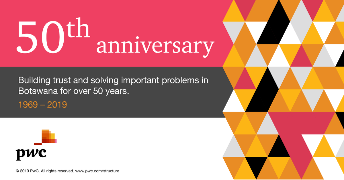 pwc_za's tweet photo. This year we proudly celebrate 50 years of doing business in Botswana. To see how we're building trust in society, visit: https://t.co/ye71zT0oFd #PwCProud #PwCBotswana #reimaginethefuture https://t.co/l9lBzXF0HS