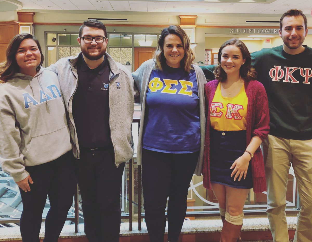 OhioGreekLife's tweet photo. Our mission is to, in partnership with students, foster a positive, ethical, healthy, and equitable social values-based experience for all members of our community. 

As a staff we are #GreekprOUd to wear our letters today and every day. https://t.co/AeigjHkG5i
