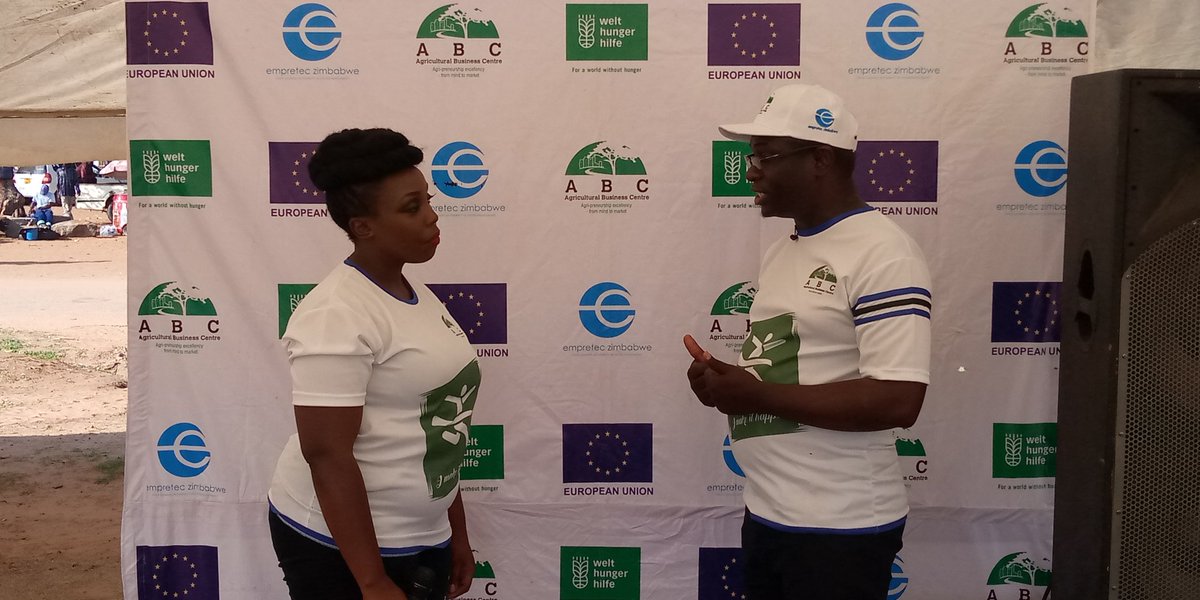 EmpretecZimbab1's tweet image. Manager at @ABCGokwe Vernon Mushoriwa talks about #Valuechains during an interview by @ZTNnews at #GEWGokwe. It is vital that these value chains are #harnessed to ensure a seamless #business model. #Agribusiness #Entrepreneurship #GEW2019