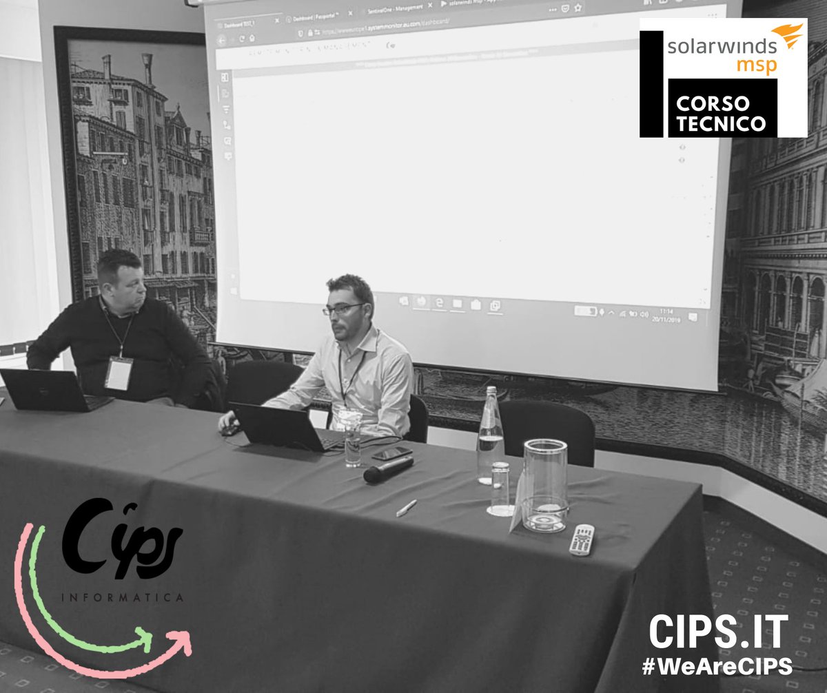 CipsInformatica's tweet image. Siamo a Padova per un corso tecnico sulle soluzioni @SolarWindsMSP dedicato ai nostri clienti. 
Domani replicheremo a Roma. 
#cipsinformatica
#digitalchannelforum