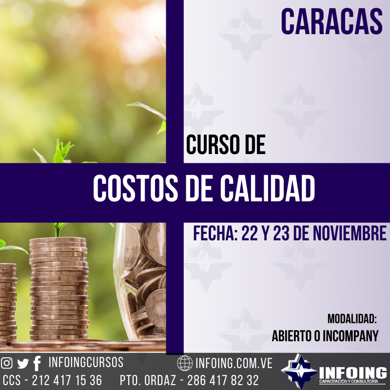CursosExpodato's tweet photo. CURSO COSTOS DE #CALIDAD 
* 22 y 23 de noviembre 2019
*#Caracas 
* +58 (286) 4178232/ Caracas (212) 4171536 
https://t.co/6pyDeLIRzB 
#cuposlimitados #ISO 
@InfoingCursos https://t.co/shVNMRDHPF