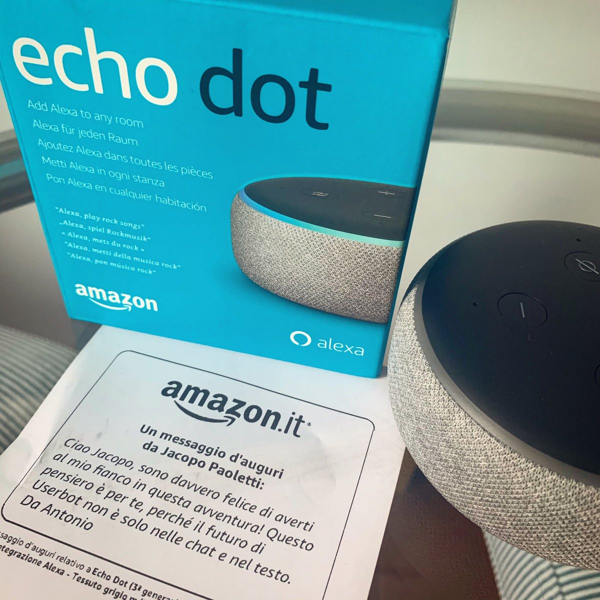 Il bello di avere dei soci che ti vogliono bene. 💙 #Userbot #Amazon #Alexa #AI