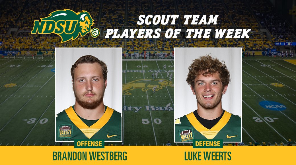 Freshman offensive lineman Brandon Westberg and linebacker Luke Weerts are our scout team players of the week for the victory over South Dakota. 🤘