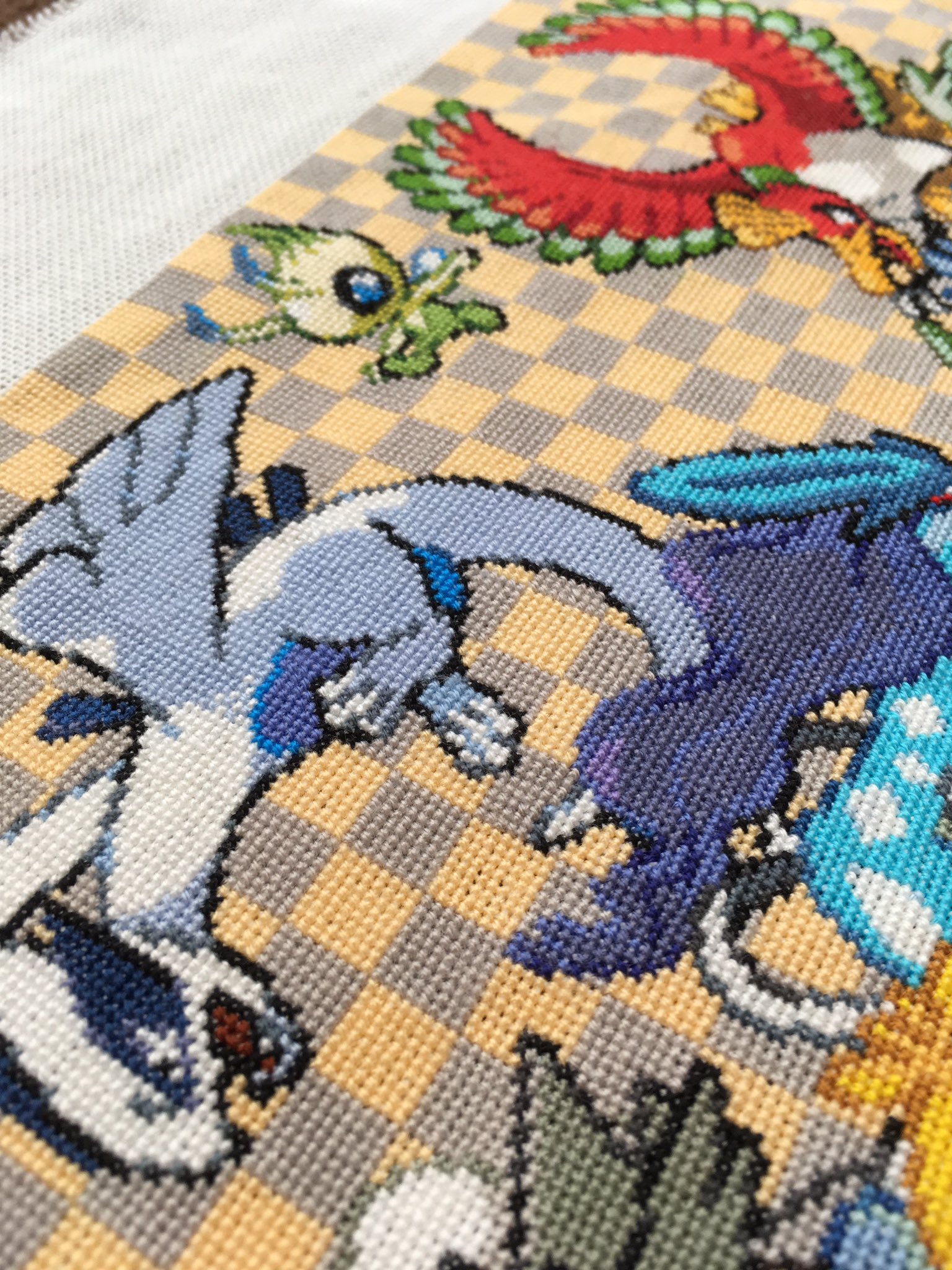 あてね 展覧会タグの人 刺繍 ポケモン金銀周年 おめでとうございます だいぶ頑張ったので トレーナーの皆さんに見て頂けたら嬉しいです サイズ 256w 450h 布 Etamin25ct 色数 101 の数 1150個 製作期間 18 3 8 19 10 22 あてね