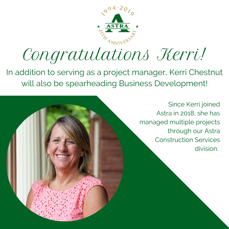 astragroupllc's tweet image. Say congratulations to Kerri Chestnut! In addition to serving as a project manager, she is spearheading Business Development for Astra! Since joining Astra in 2018, Kerri has become an intricate part of our team. #ACS #jobordercontracting
