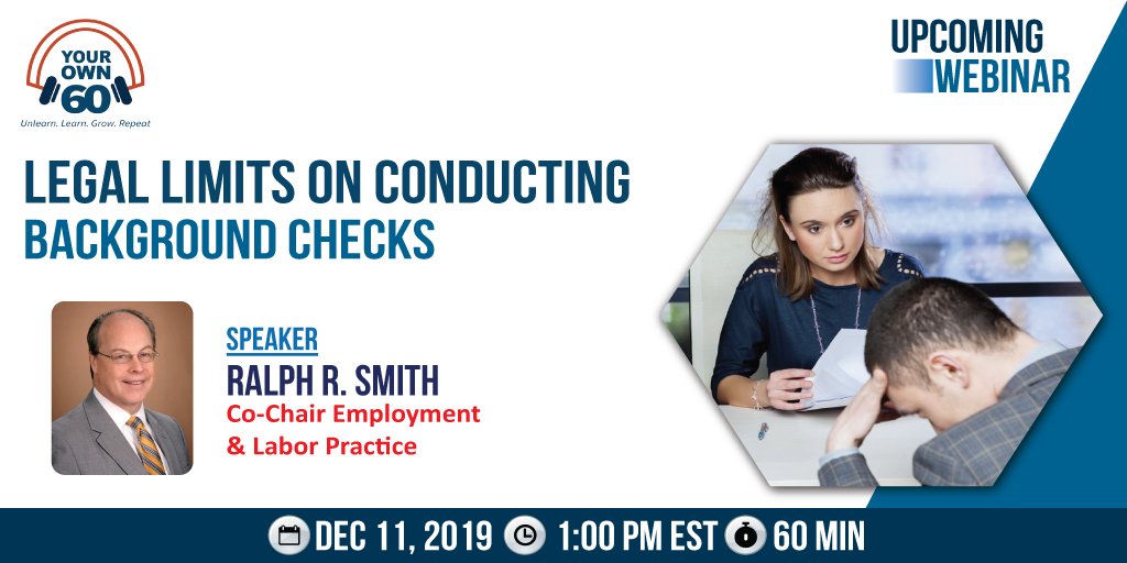 Can You Run a #Criminal Background Check on Anyone?
Join the live webinar with Ralph R. Smith, learn about the legal limits and controls on conducting background checks, the do’s and don'ts, the benefits of doing background checks.
bit.ly/2OtZz09 
#LegalRecords