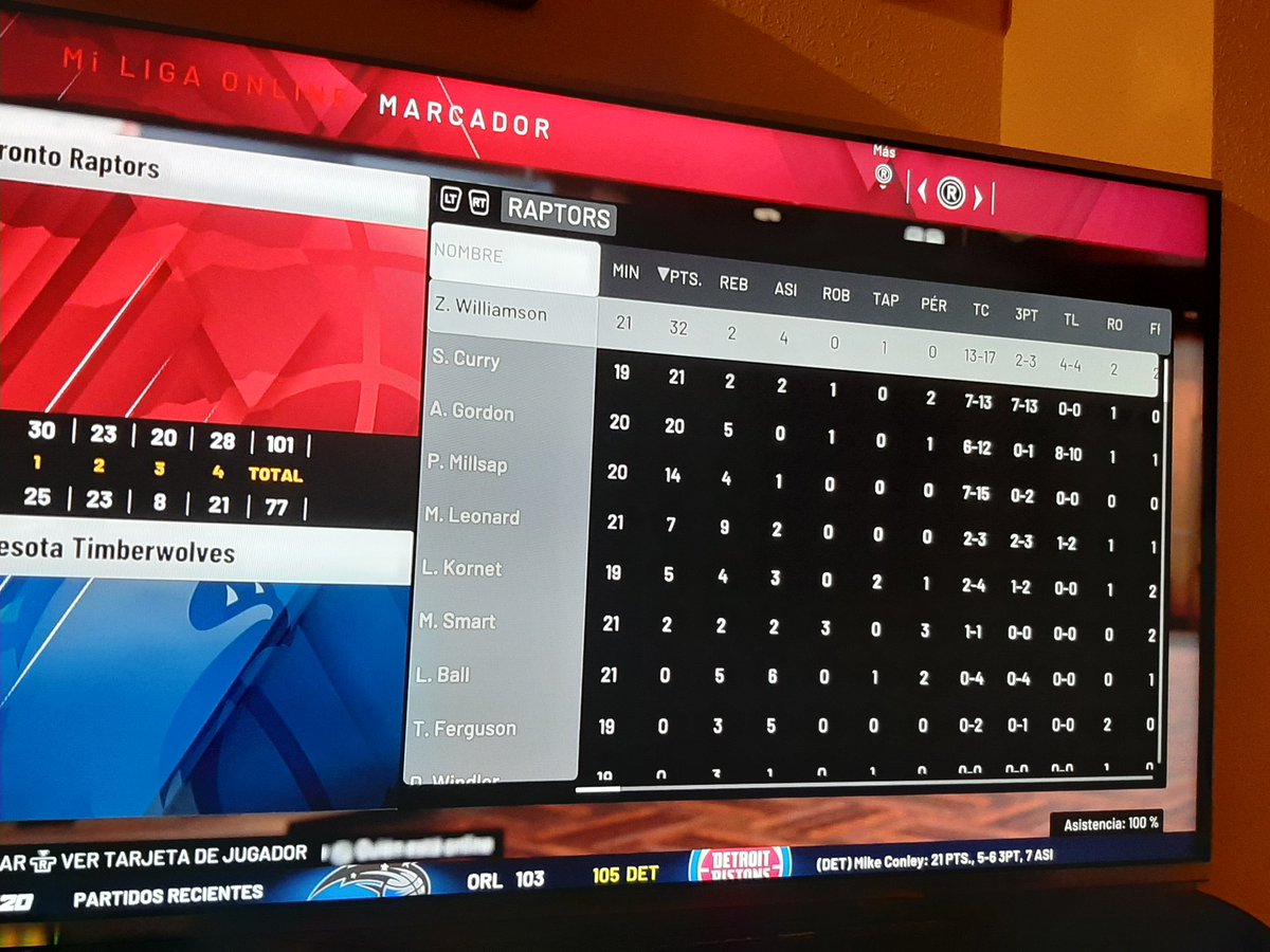 cpn_gm's tweet photo. Partido vs @GmMinesota 
Buen partido en general de todo el equipo y destacar a Zion con 32 puntos y Seth Curry con 7 triples, a seguir pensando en los playoffs!
@LigaPhoenix2k 
#NBA2K https://t.co/WjHTwf2tdE