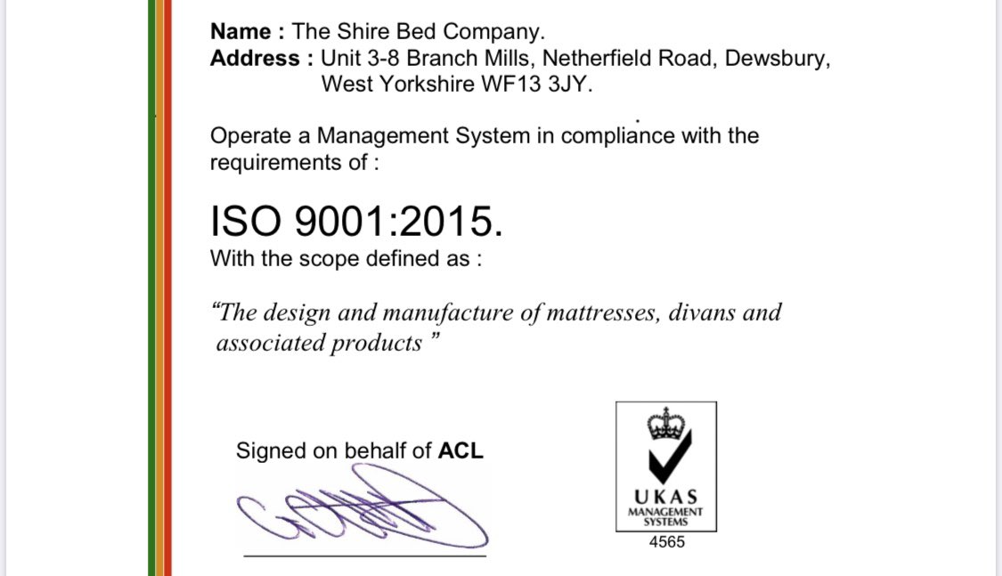 ShireBeds's tweet photo. So poud to announce we have been awarded ISO 9001
We continue our commitment to offering quality products and service to our customers through operational excellence and process efficiencies.
Well done #teamShire #teamwork #ISO9001 #quality #beds #mattresses #divans #headboards https://t.co/a5o8MFEjwa
