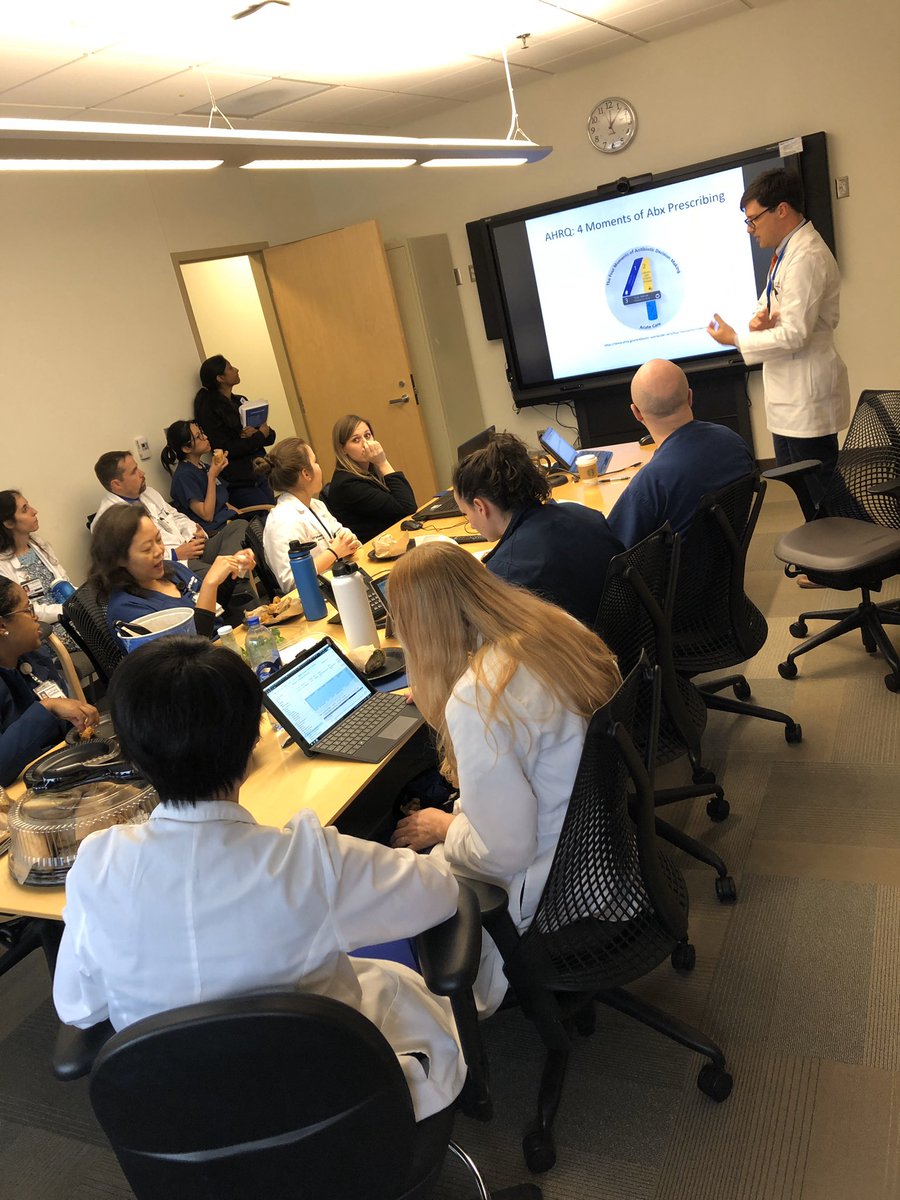MaggieMonogue's tweet photo. UTSW Pharmacy Lunch &amp; Learn to celebrate Antibiotic Awareness Week. 

Topics addressed: abx duration, de-escalation, UTI, allergy 

@BradCutrellMD @jsandurz https://t.co/koElWjXzox
