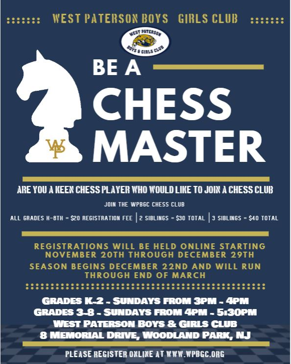 WPBGClub's tweet photo. Chess Registration is now open!

To register visit - https://t.co/8xhph504tn and click on "Registration Info" https://t.co/nSY7LufpV7