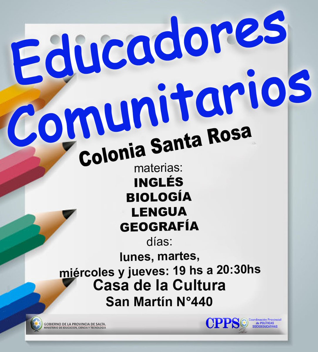#PlayonesEducativos en Capital y en el interior provincial para brindar clases de apoyo escolar gratuitas a adolescentes y jóvenes que asisten a nivel secundario.
<a href="/UrtubeyJM/">Juan Manuel Urtubey</a> <a href="/GustavoSaenzOK/">Gustavo Sáenz</a> <a href="/matiascanepa/">Matías Cánepa</a> <a href="/fguillesaavedra/">GUILLERMO SAAVEDRA</a> <a href="/patriciapinasco/">Patricia Pinasco</a> <a href="/MEducacionSalta/">Ministerio de Educación de Salta</a>