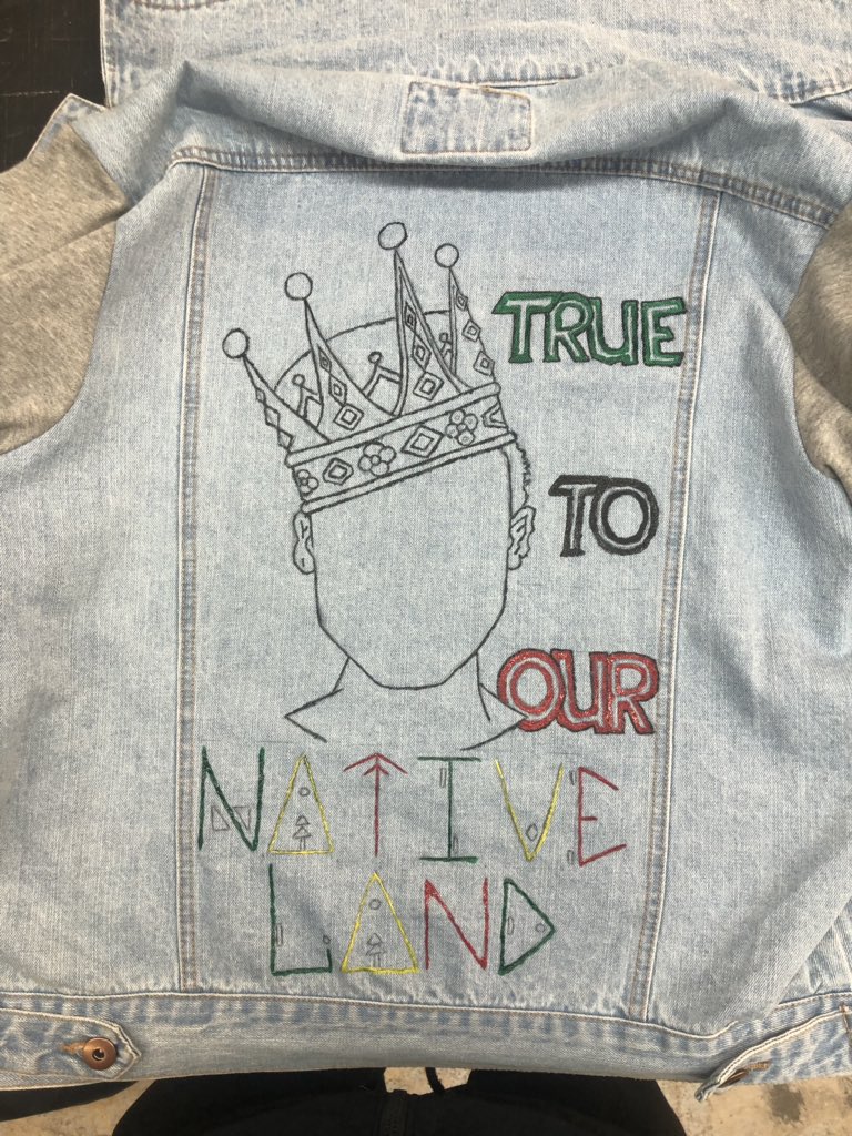 treyfromthe3's tweet image. My first jacket customization 😌 inspired by our unbreakable ties to the mother land 🔥