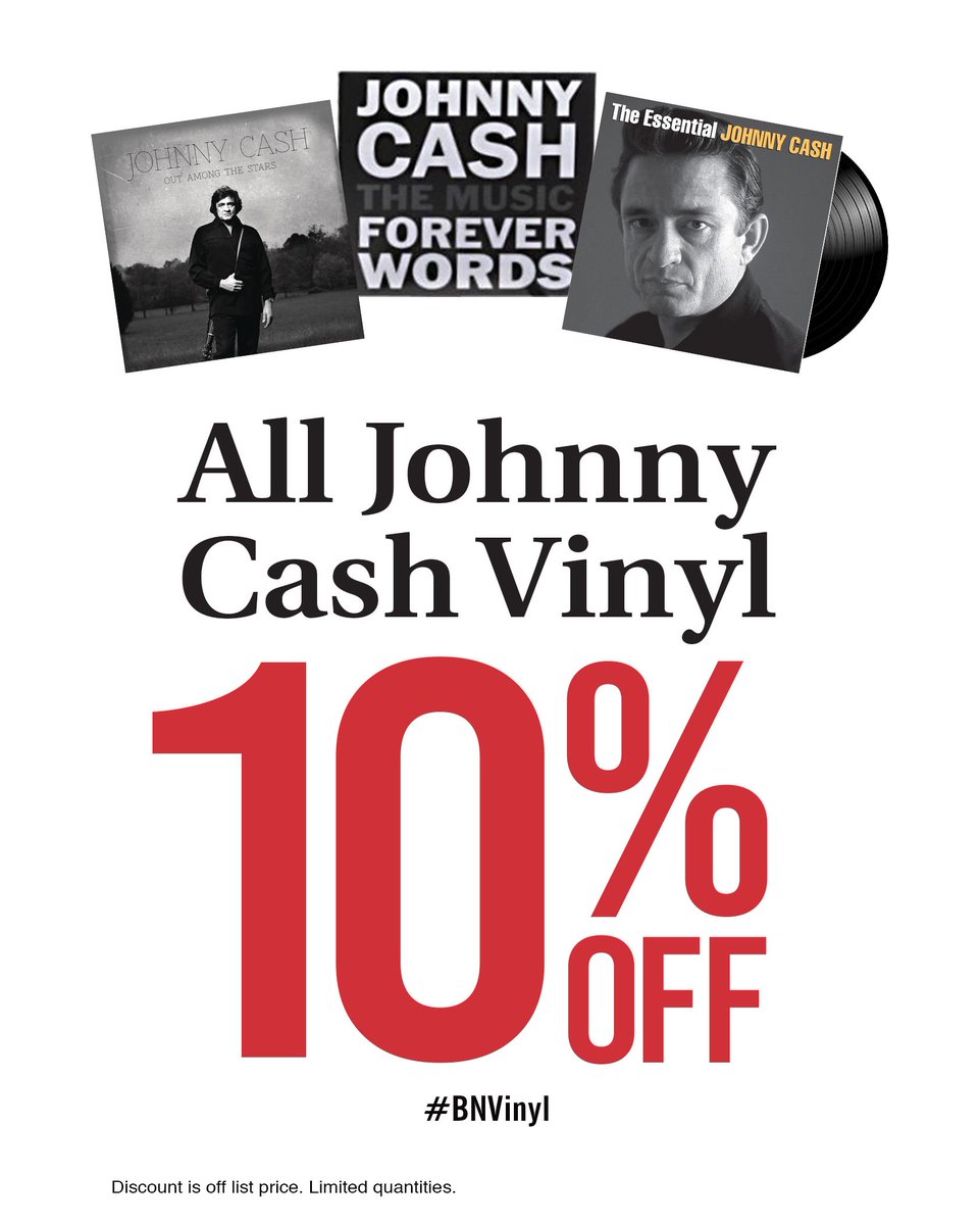 It’s Vinyl Weekend at Barnes & Noble this 11/22-11/24! Be sure to stop in for your favorite Johnny Cash titles on Vinyl! Get 10% off hundreds of Vinyl albums, in addition to discounts on Crosley Turntables! #BNVinyl

Find your local B&N: bit.ly/FindMyBN