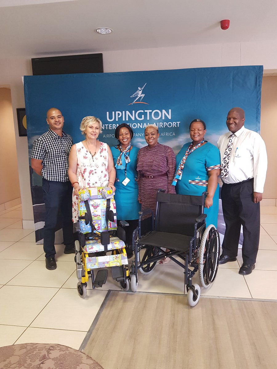 upingtonint's tweet photo. Upington International Airport donated 10 wheelchairs to the Association for the Physically Disabled. The airport has also opened up a new restaurant Saddles Burger. https://t.co/wlsNVdbqYy