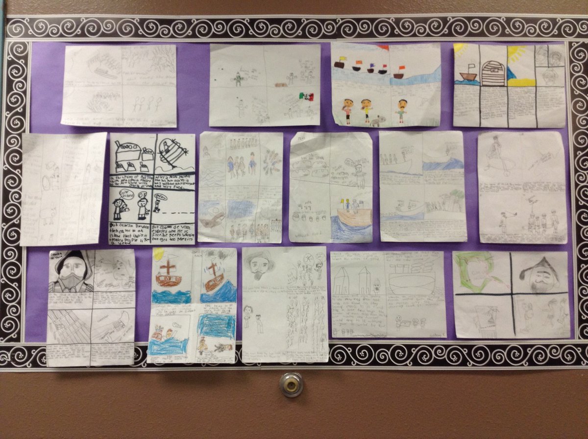 msignacio_'s tweet photo. Some great students samples of Cabeza de Vaca comic strips displayed on our bulletin board. https://t.co/BV6pCsISEM