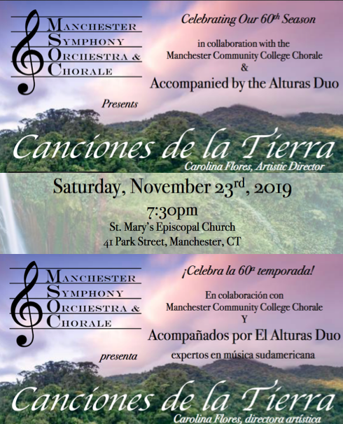 AlturasDuo's tweet photo. Up Next on Saturday (11/23)
#AlturasDuo joins Manchester Symphony Orchestra & Chorale w/Artistic Director #CarolinaFlores on the podium featuring Ramírez #MisaCriolla and other Spanish & American works celebrating the beauty of our earth thru music. Info: https://t.co/038SzCrEma https://t.co/0vgg3Z1gDv