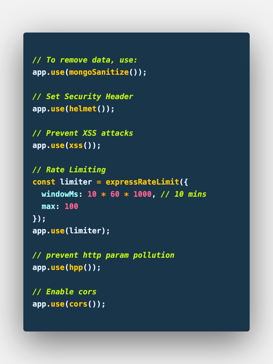 KhandakarRuhan's tweet image. Day 19
Add Security in express App
Tnx @traversymedia .
Can you add *api_secret & app_client* in the API, so that we can learn these things. 😃
#CodingPhase #365CodingPhase #365codingphasechallenge #100DaysOfCode #mvc #expressjs #nodejs #jwt
