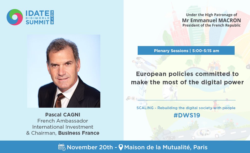 Join now <a href="/PascalCagni/">Pascal Cagni</a>, French Ambassador for International Investment &amp; Chairman, <a href="/BusinessFrance/">Business France</a>! #DWS19