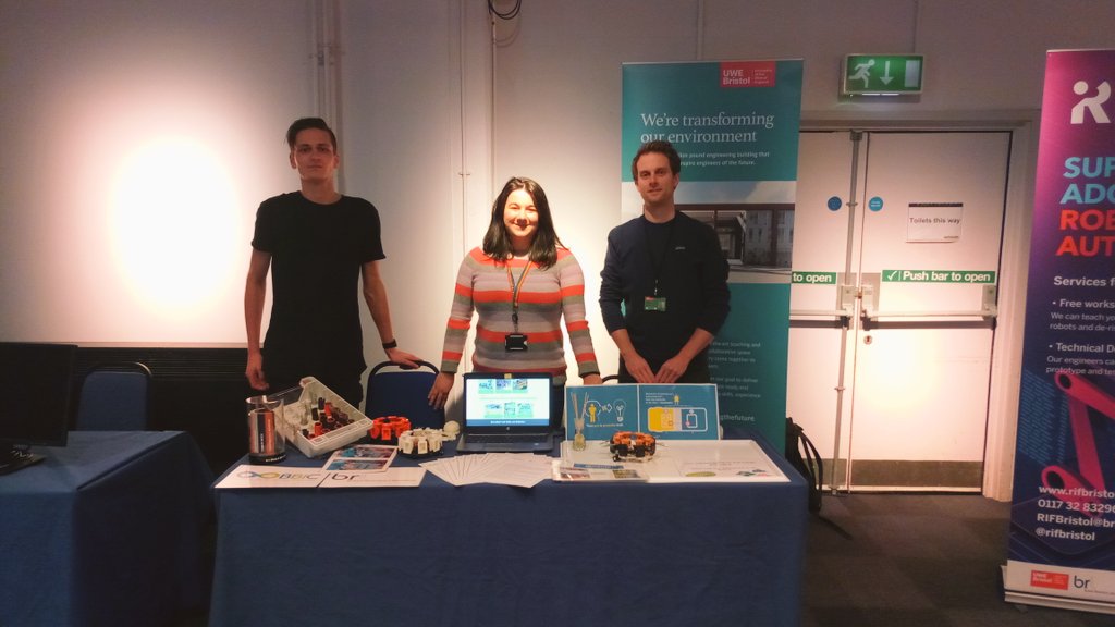 bristolbio's tweet photo. We are at the BotTalk (by @WeAreBotHive) exhibiting our #educational #robot #EcoBot that runs on urine instead of batteries and presenting the #PeePower technology. Come and join us at @wshed until 8pm tonight. @BristolRobotLab @EngineeringUWE #bottalk2019 #buzzaboutbots https://t.co/7xB1xkUCMt