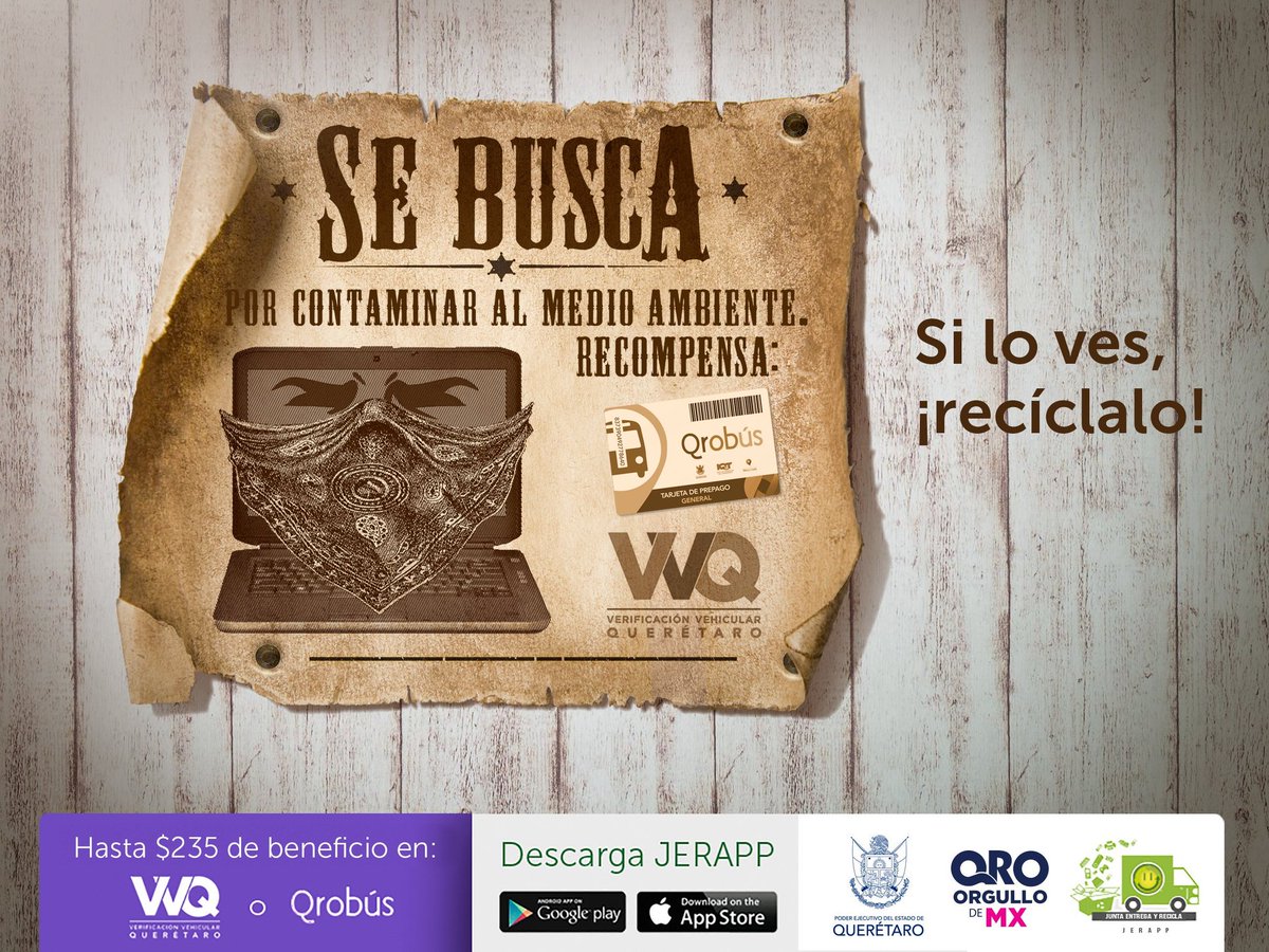 SEDESUQro's tweet photo. SE BUSCA Si los ves, ¡Recíclalos! La tecnología que te ayuda a reciclar tecnología. Junta, Entrega y Recicla tus Electrónicos #JERAPP
1. Descargas JERAPP 📱
2. Reciclas correctamente ☘️
3. Recolectamos tus aparatos 📦
4. Recibes recompensa ✔️ https://t.co/DsiuJUQFD2
