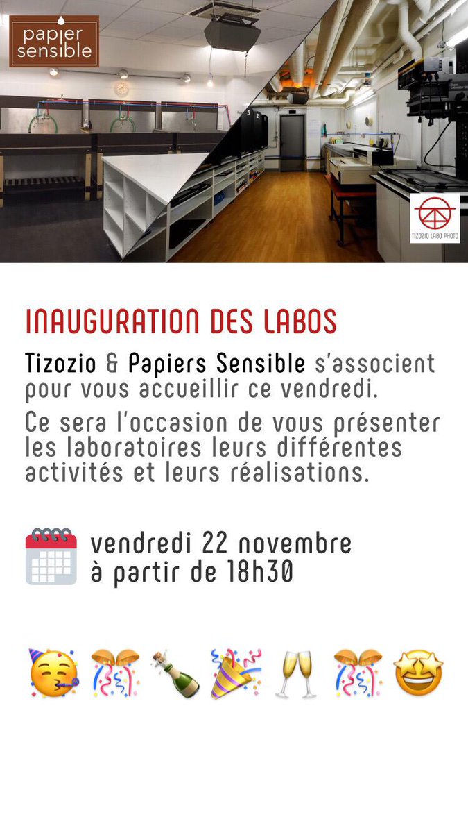 TizozioLabo's tweet photo. Ce vendredi 22/11, c'est l'inauguration de notre labo et de celui de @papiersensible !
#printparteh #darkroomprinting #largentiquecestfantastique https://t.co/n4J8yqD2t8