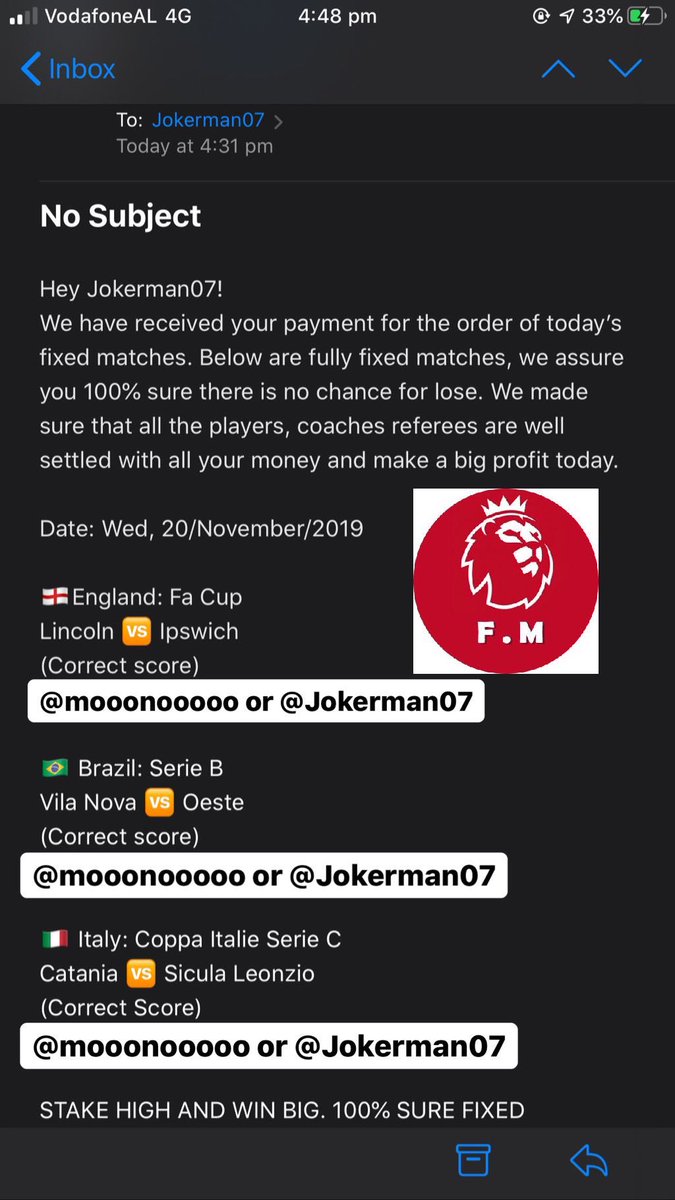 FootyFixedUK's tweet photo. 👋 Hello all of you. 👋
💥 This is today ticket. 💥
🔥 Last win was a boom for all the clients who bought yesterday. 🔥
⚡️ Contact me now to take the next ticket and be one of the winners. ⚡️
#fixedmatches #fixedtips #bettingexpert #bettingtips https://t.co/Vhg7JQoj31