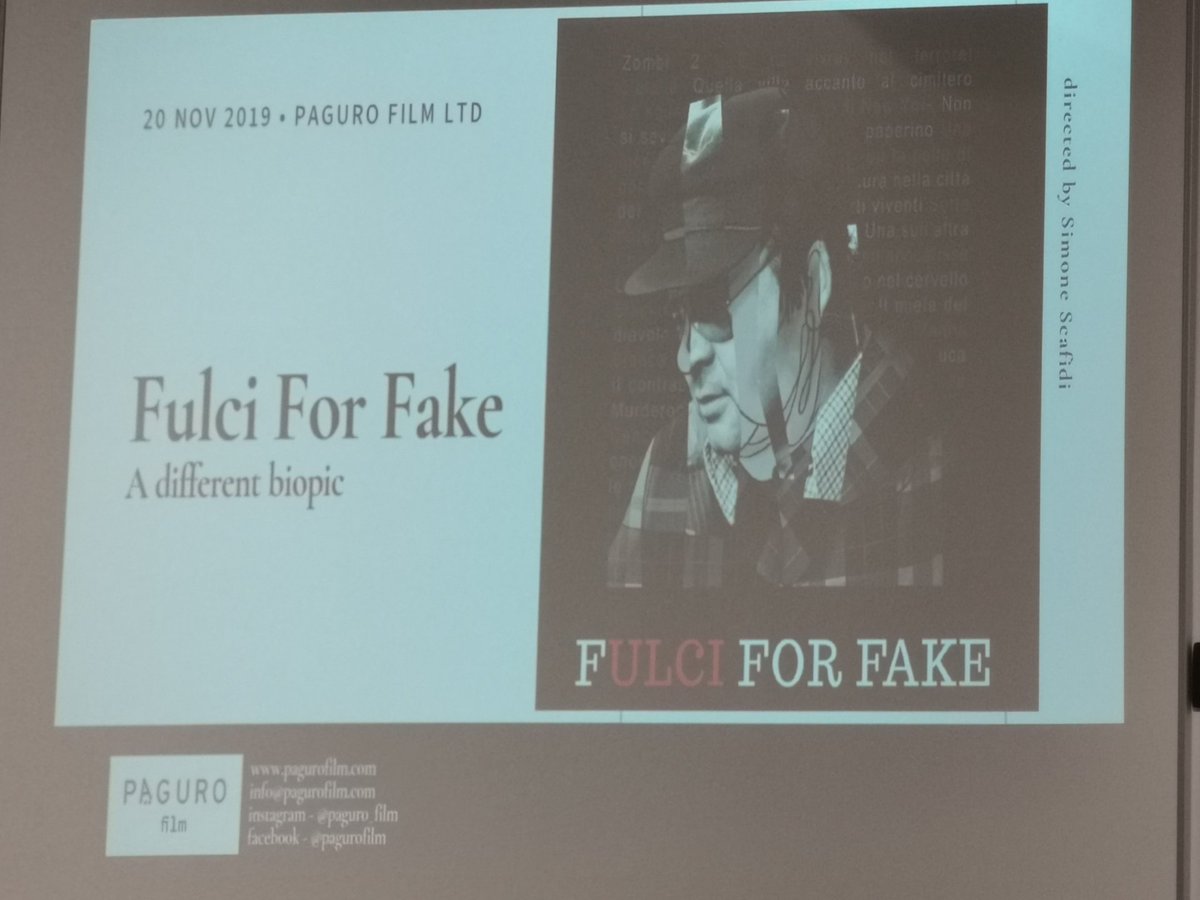 bcmcr_bcu's tweet photo. How do we create a biopic about a film director who never told the truth about his life? @PutTheBlame Giada Mazzoleni (Film Producer) talks about hybrid documentary and fictive narrative framing in Fulci for Fake #documentary #film #researchaspractice #filmmaking @bcumedia #media https://t.co/XYVlykLhUY