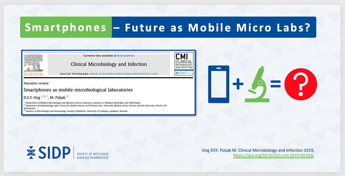 SIDP (@sidpharm) on Twitter photo Will Smartphones ever serve as Mobile Micro Labs?
Check out this review in <a href="/CMIJournal/">Clinical Microbiology and Infection</a> describing recent peer-reviewed publications of smartphone-based micro testing!
Full Article: bit.ly/2Oo1u6g
#IDTwitter Will Smartphones ever serve as Mobile Micro Labs?
Check out this review in <a href="/CMIJournal/">Clinical Microbiology and Infection</a> describing recent peer-reviewed publications of smartphone-based micro testing!
Full Article: bit.ly/2Oo1u6g
#IDTwitter