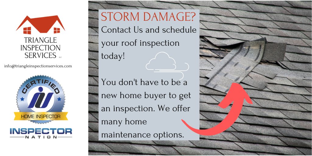 LlcTriangle's tweet image. The Triangle experienced a windy weekend! Contact us for a roof inspection to check for any wind damage. #triangleinspectionservices #homeinspector #trianglearea