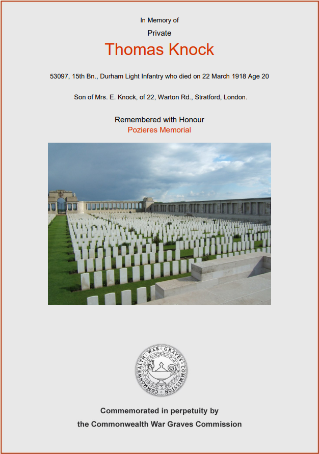 HallMeadHistory's tweet photo. Mr Smith & Miss Case were pleased to present Sam with the CWGC Certificate in remembrance of his Great Uncle, Private Thomas Knock of 15 Battalion of Durham Light Infantry. We thank Private T Knock for his service and sacrifice in WWI π¬π§
@hallmead #Battlefields2019 #Remembrance https://t.co/nO437FVZZT