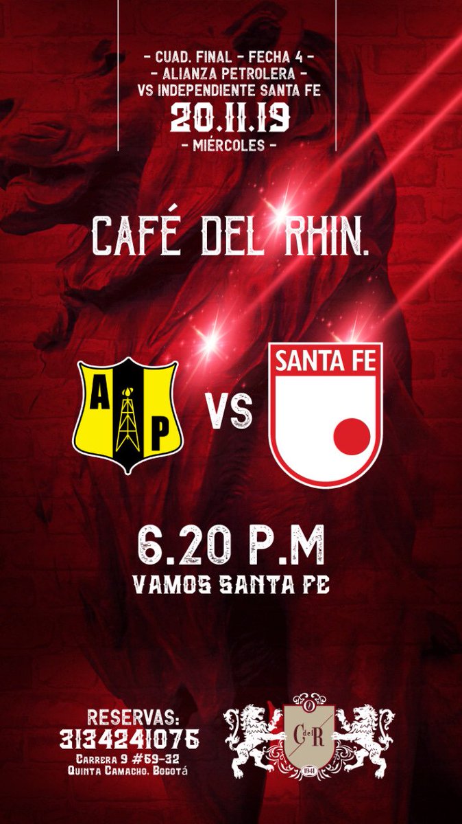 Apoya al León en su juego ante #AlianzaPetrolera. Ven a <a href="/CafeDelRhin/">Cafe del Rhin</a> con tus amigos y disfruta de nuestras promociones