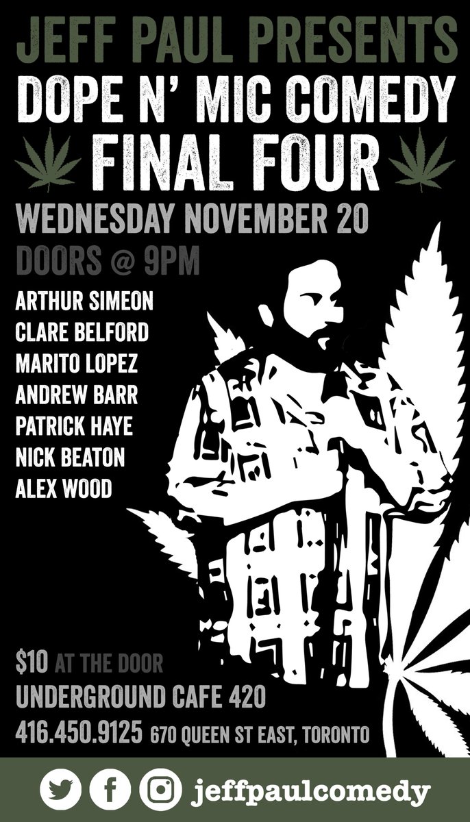 jeffpaulcomedy's tweet photo. TONIGHT!!
#DopeNMic may be ending but we are going out swinging!
Such a jacked up lineup of the best comedians in #Toronto so come on down to @UndergrndComedy cause we've only got 4 shows left!
Text @puffmama420 for reservations:
416.450.9125
or
Tix: https://t.co/oykPxWfM1u https://t.co/uXFmZCrenG