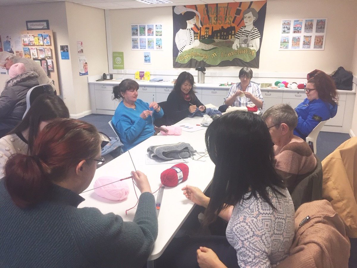 OldhamLibraries's tweet photo. Looking for some purls of wisdom? Our knitters at #Limehurst library would love ewe to join their flock. Come along every Wednesday from 2pm -4pm and have a good yarn (sorry, that's the last one. I promise). π§Ά #Knitting https://t.co/kTQc78dnzW