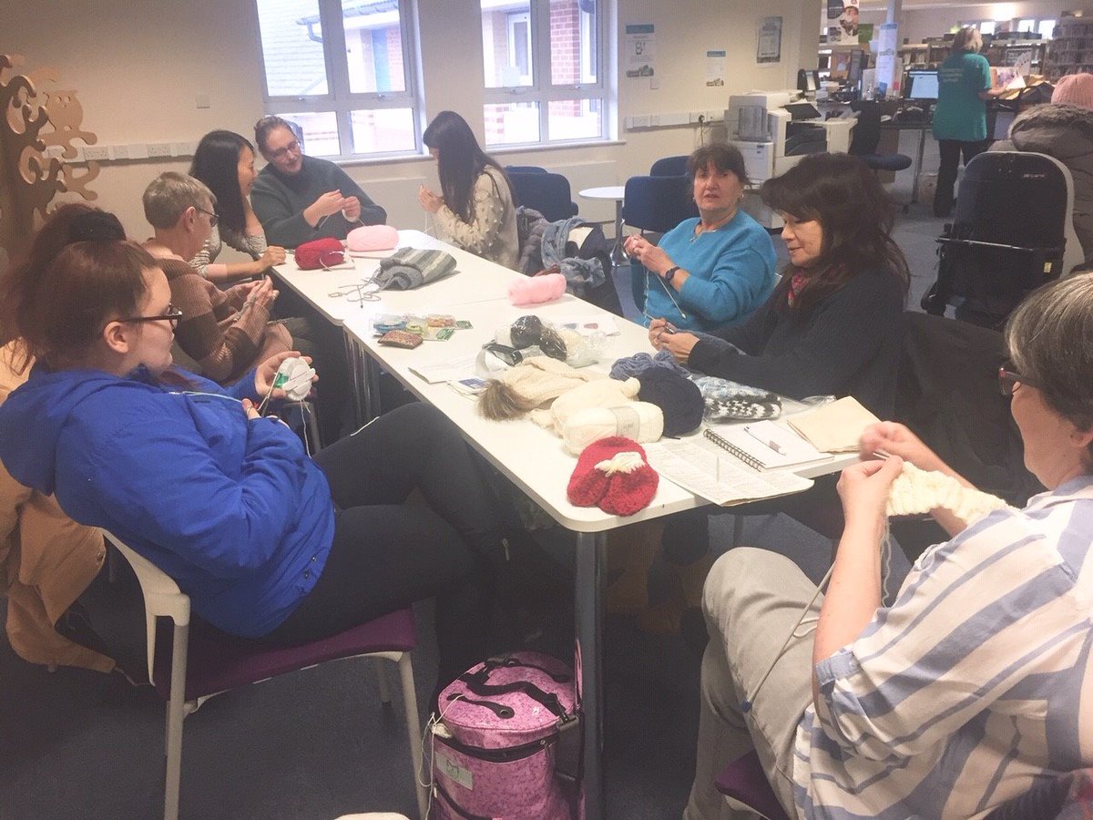 OldhamLibraries's tweet photo. Looking for some purls of wisdom? Our knitters at #Limehurst library would love ewe to join their flock. Come along every Wednesday from 2pm -4pm and have a good yarn (sorry, that's the last one. I promise). π§Ά #Knitting https://t.co/kTQc78dnzW