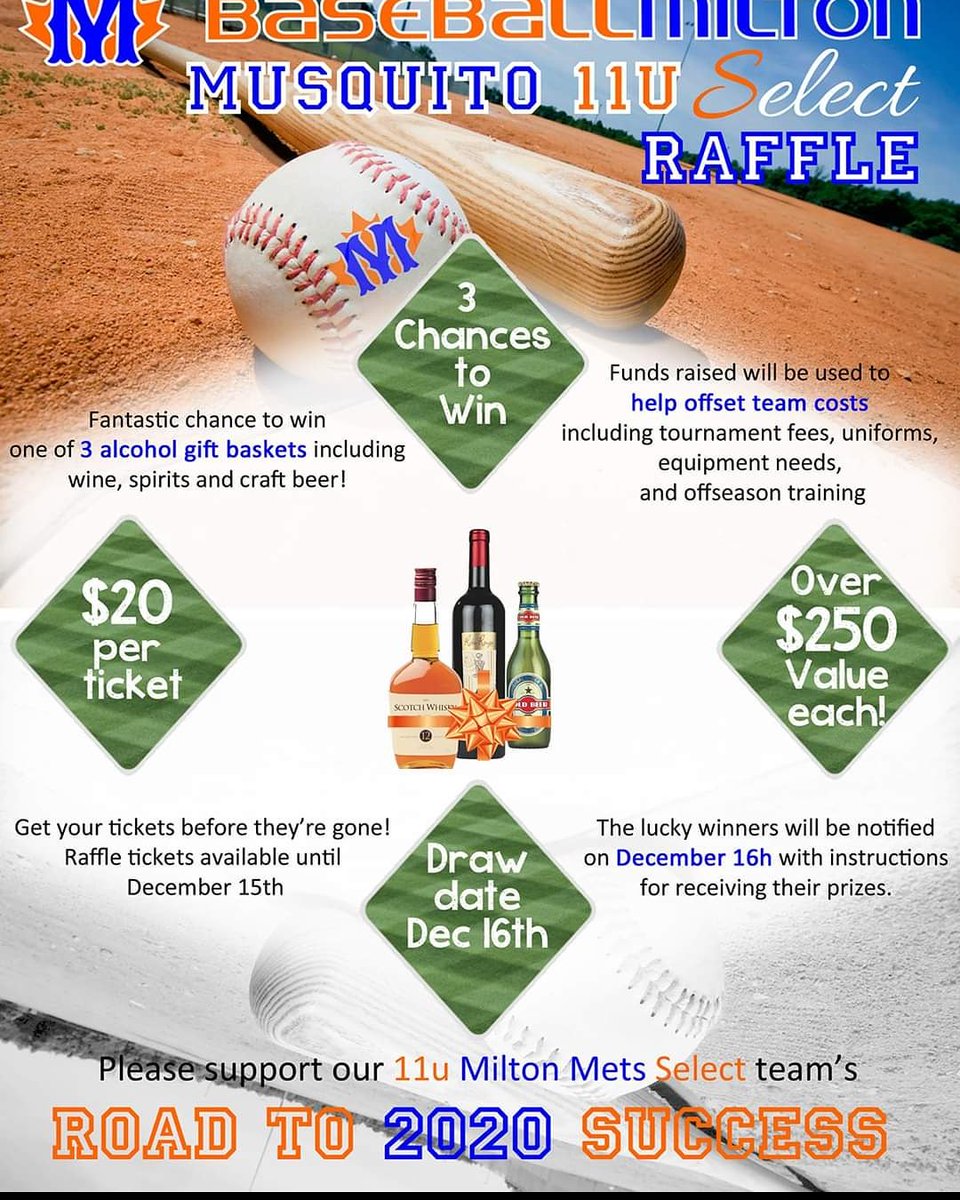 JaimeKing's tweet photo. Calling all friends and family  please consider buying a ticket to help Brock's select team raise money for the season.
Tickets are $20.00 each and you get a chance to win win 1 of three baskets of Alchohol. Draw will be Dec 16. Let me know if you want to send an EMT or Cash. https://t.co/hXIehdlPAs