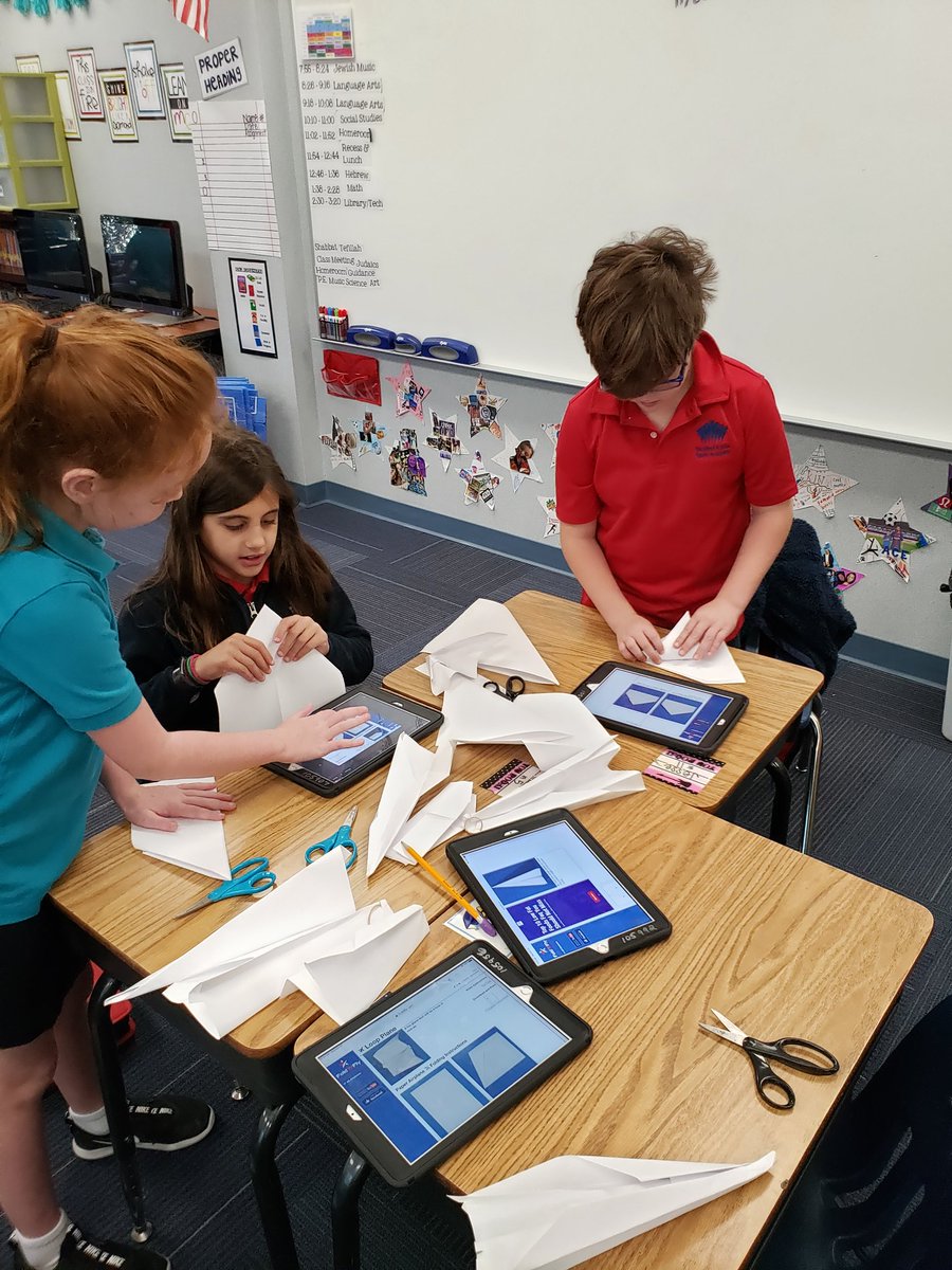MicheleShapiro's tweet photo. #davis3 creating easy, medium, or hard paper airplanes after reading the book, After the Fall, by @dsantat https://t.co/0NTKvIMXRR