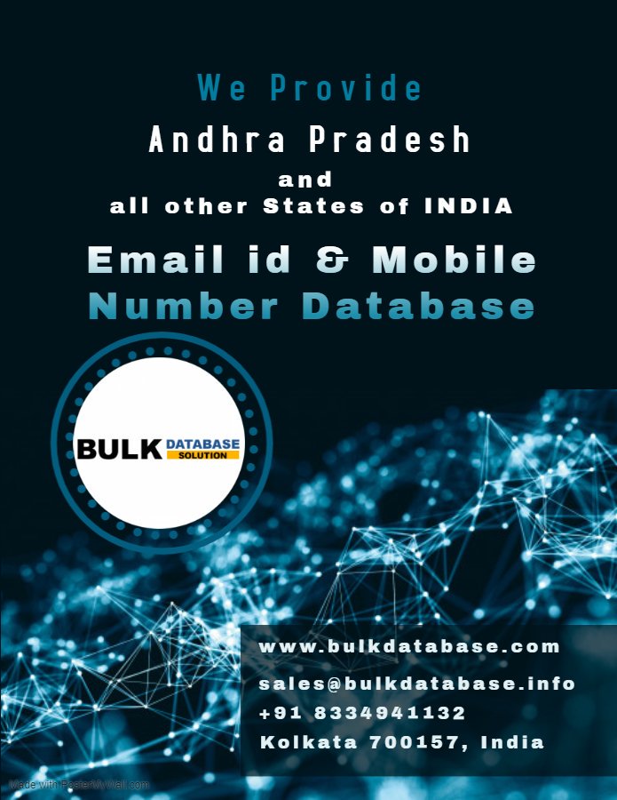 bulkdatabase_in's tweet image. Bulk Database provide Mobile Number Database &amp;amp; Email Id Database of all over the Indian States. All our Indian database is available separated in #IndianStateWiseDatabase. Like #AndhraPradeshNRIDatabase,#hnidatabase etc. Contact: bulkdatabase.info/andhra-pradesh…… and Call: +91 8334941132