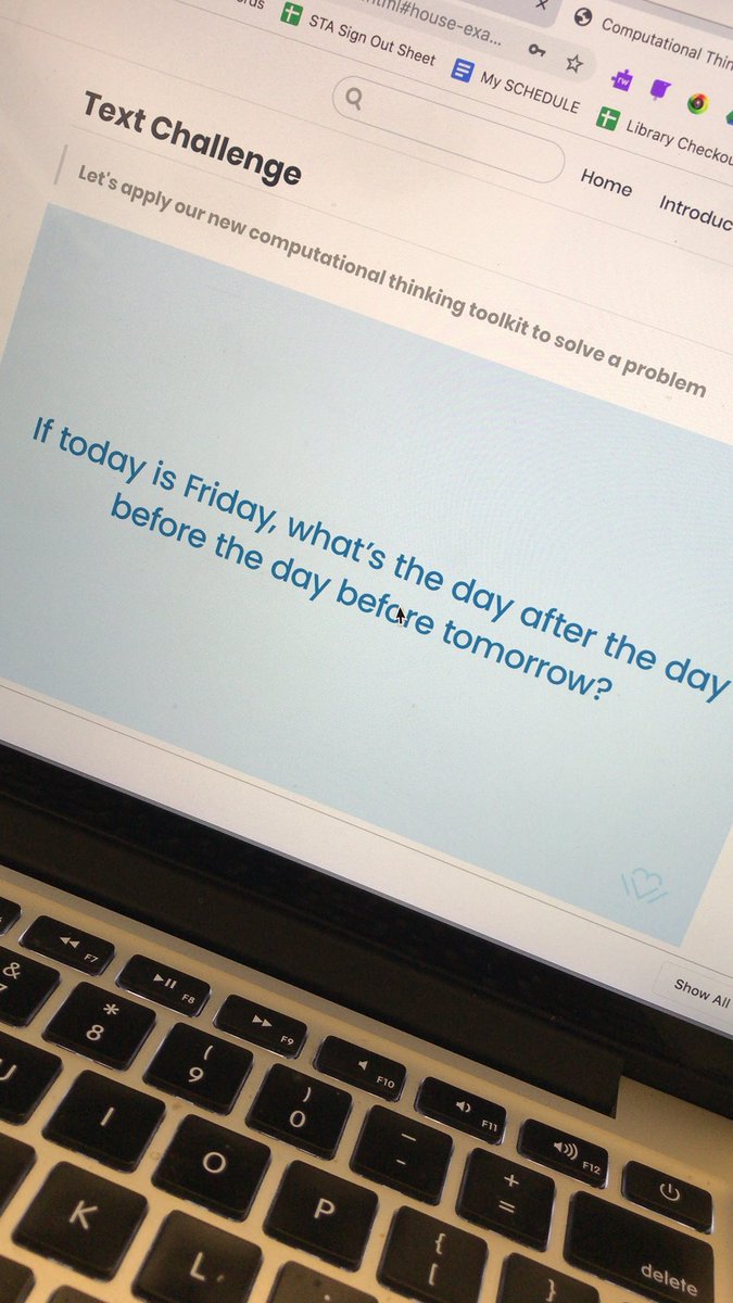 cjmelenchuk's tweet image. How can you use decomposition, pattern recognition, abstraction and algorithms to solve this riddle? #codecreateteach @KidsCoding