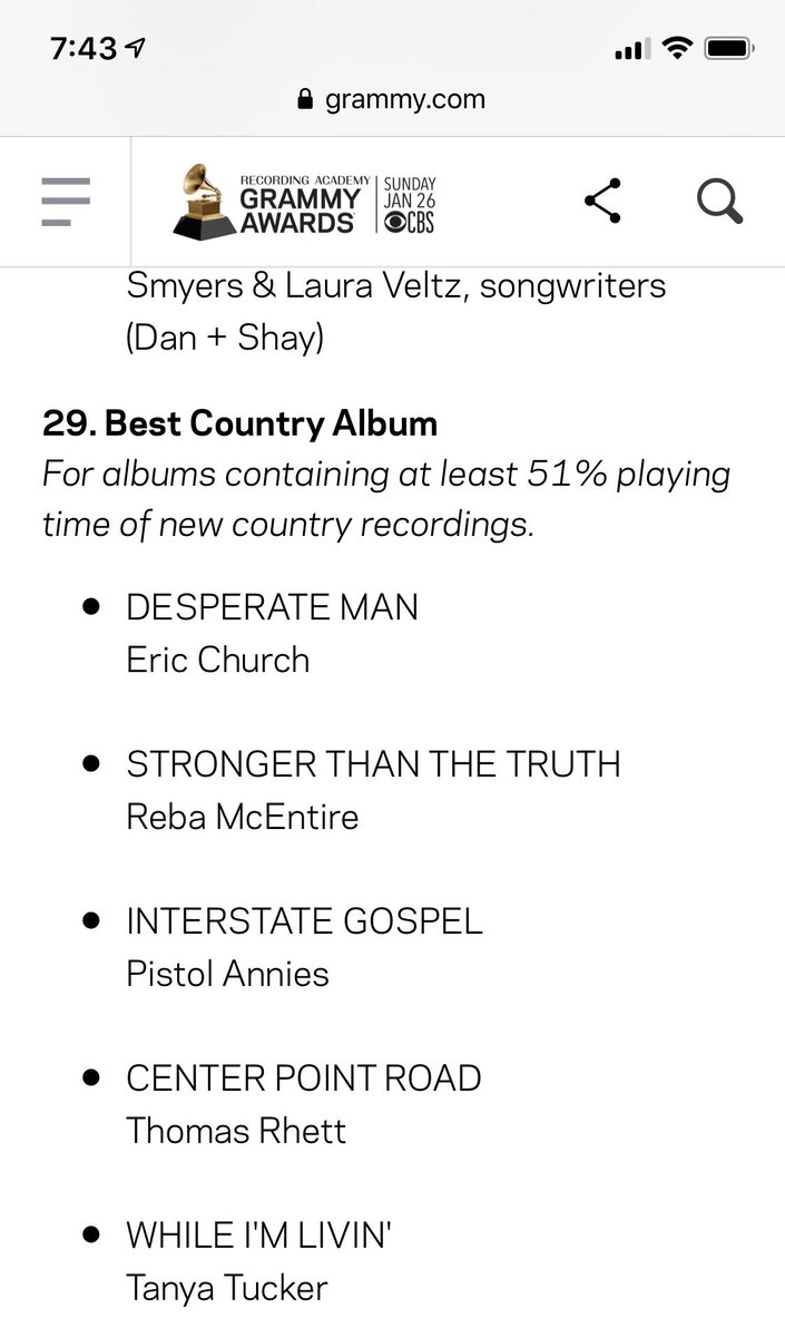 ▪️
Song sister: “Reba just sent me this (screenshot of nomination).”
ME: 🤯
▪️
Wednesday. November 20th, 2019 at 8:51am Eastern time.
▪️
#StrongerThanTheTruth